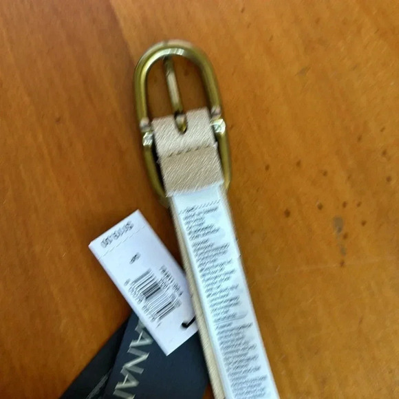 NWT BANANA REPUBLIC women’s sand suede belt size small gold oval buckle - Picture 6 of 7